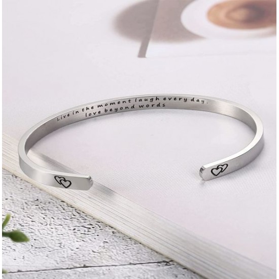 Inspirational Bracelets For Women; Motivational Mantra Bangle; 4MM Friendship Bracelets Personalized Gift With Box